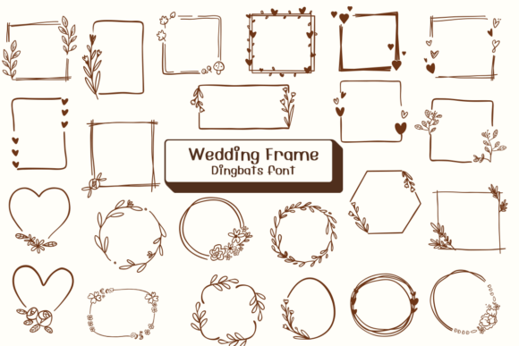 Wedding Frame: Hand-Drawn Floral Font for Invitations & Crafts